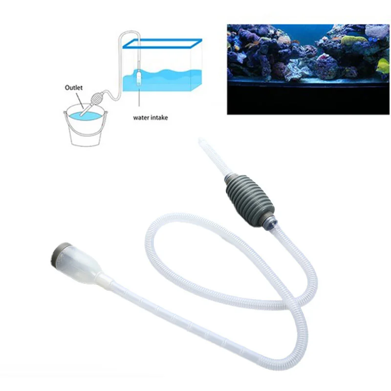 Aquarium Tank Vacuum Siphon Gravel Cleaner Pump Water Change Safe for Fish.