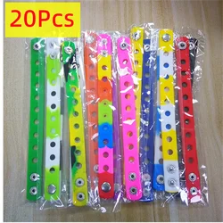 20pcs/lot Mix Style Random Silicone Bracelet Wristband 18cm Fit Shoe Charms Shoe Buckle Wristband Rubber Wrist Strap