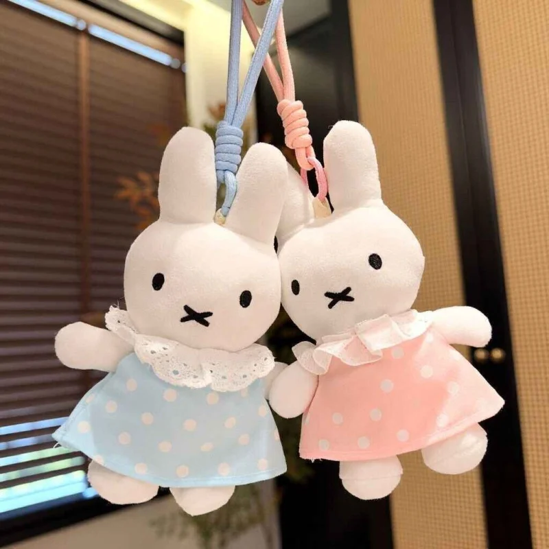 New Miffy Summer Cross Dressing Polka Dot Skirt Plush Toy Pendant Cartoon Exquisite Periphery Backpack Hanging Beautiful Gift