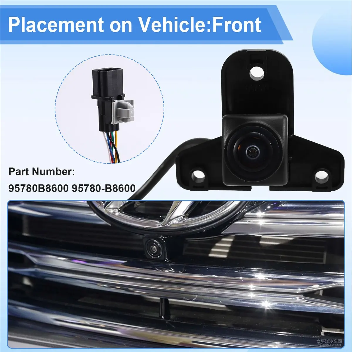 Super Sale Car Front Grille Camera Around View Black for Hyundai Santa Fe 2017-2019 95780B8600