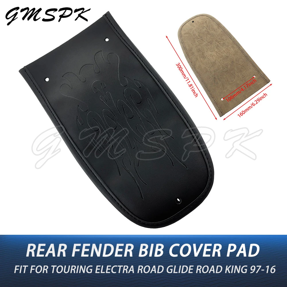 1/2PCS Flame Stitch Leather Rear Fender Bib Cover Pad Fit for Harley Touring Road King Electra Street Glide Ultra Limited 97-16