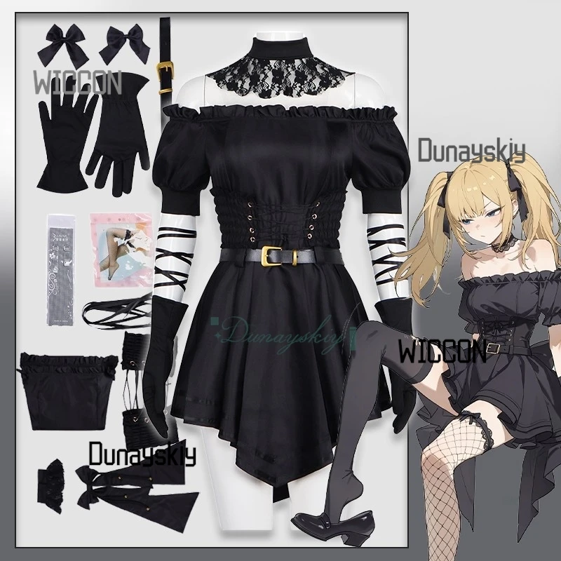 

Gork Virtual Assistant AI Ani Cosplay Costume Black Gothic Dress For Halloween Party Carnival Corset Gloves Belt Ani Role Play