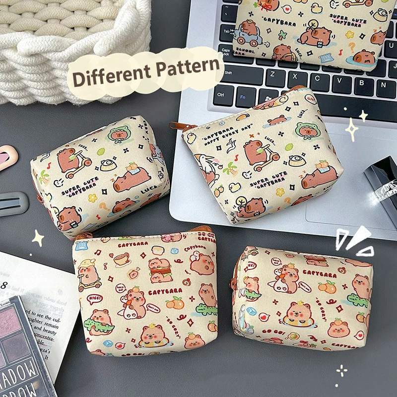 Cartera de dibujos animados Capybara, monedero lindo, portátil, impermeable, Mini bolsa de almacenamiento, lápiz labial, llave, organizador de auriculares, regalo para niños