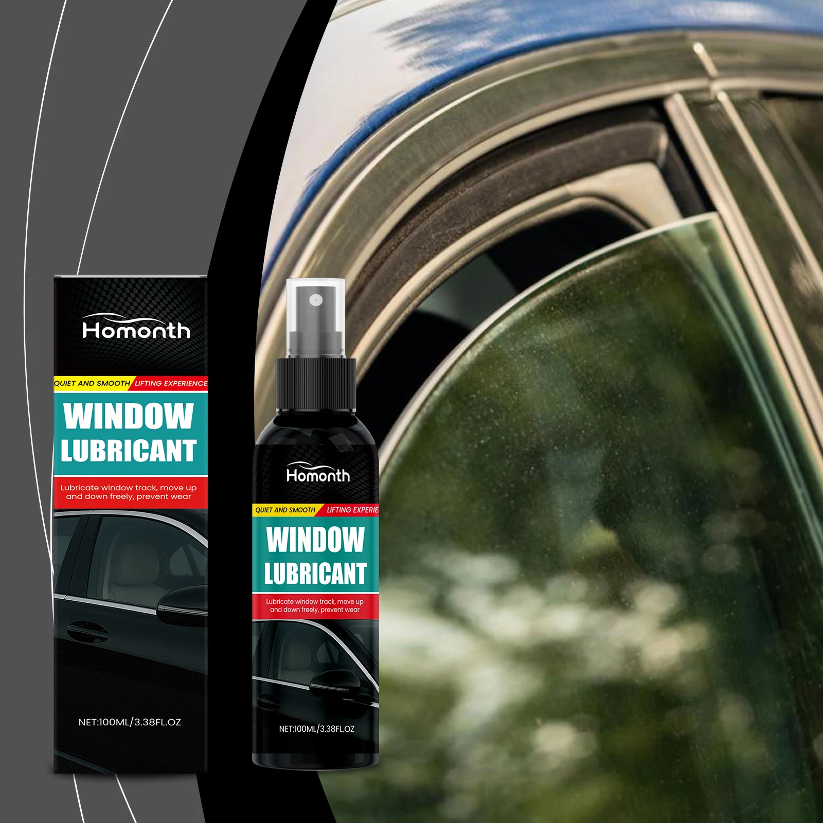 

Car Window Lubricant Spray - Reduces Noise & Improves Smoothness, Long-Lasting Protection for Power Windows, Anti-Aging Formula