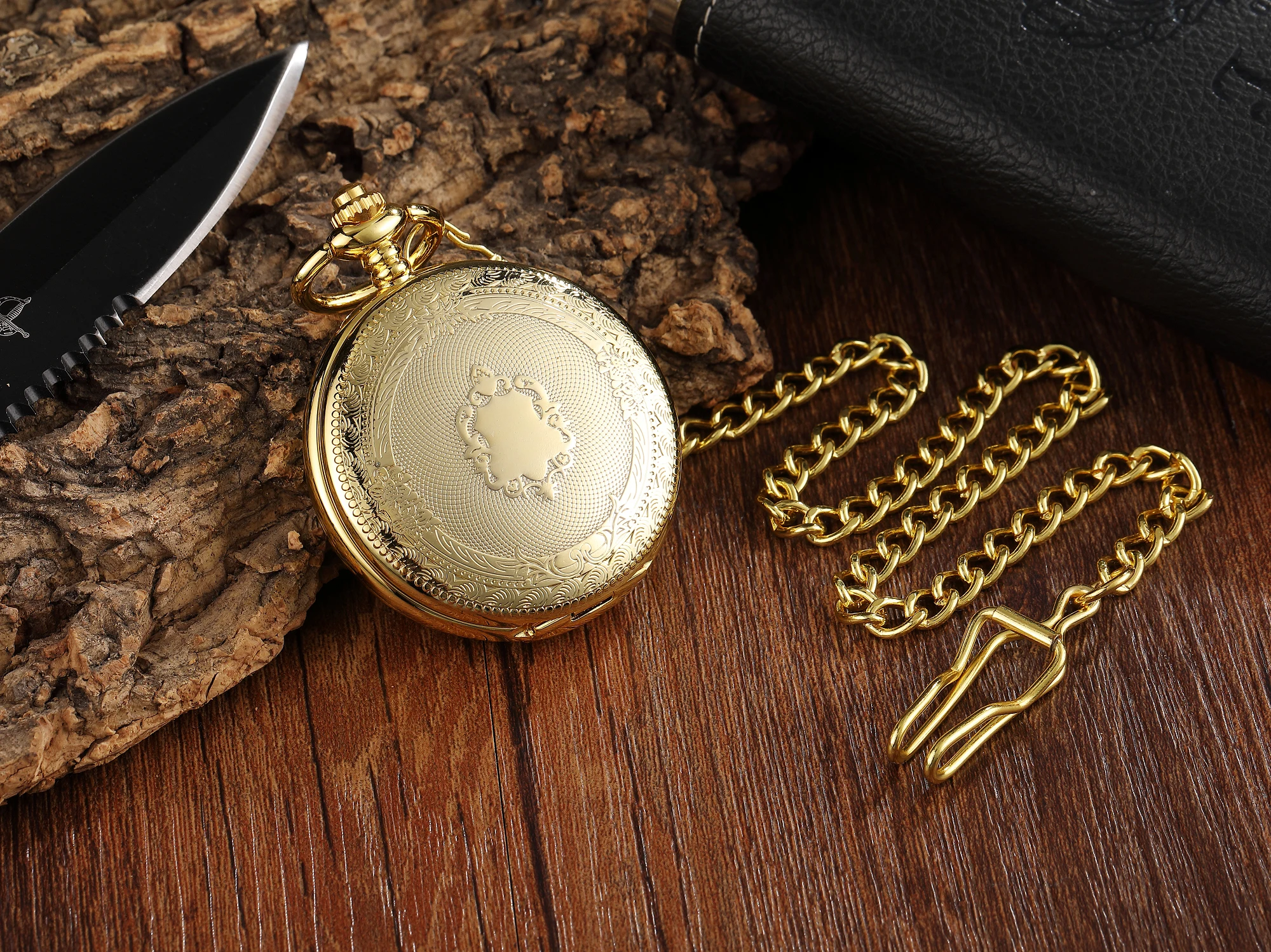 Gold Hand-WInd Mechanical Pocket Watch Vintage Hollow Steampunk Men Watches Roman Numerals Dial Clock With Chain Reloj Hombre