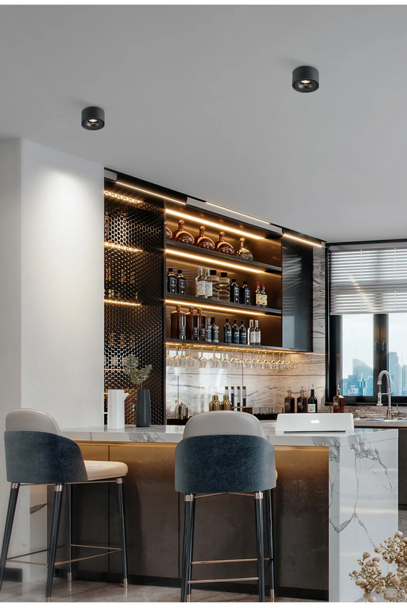 Surface Mounted Round LED Downlights DC24V Constant Pressure CCT Ra93 3 Wires Black White Gold Spotlight  For Intelligent system