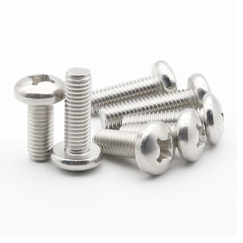304 Stainless Steel 5/16-18 10#-32 12#-24 00#-90 1/4-20  Round Pan Head Cross Machine Screw Button Head Cap Cross Bolt