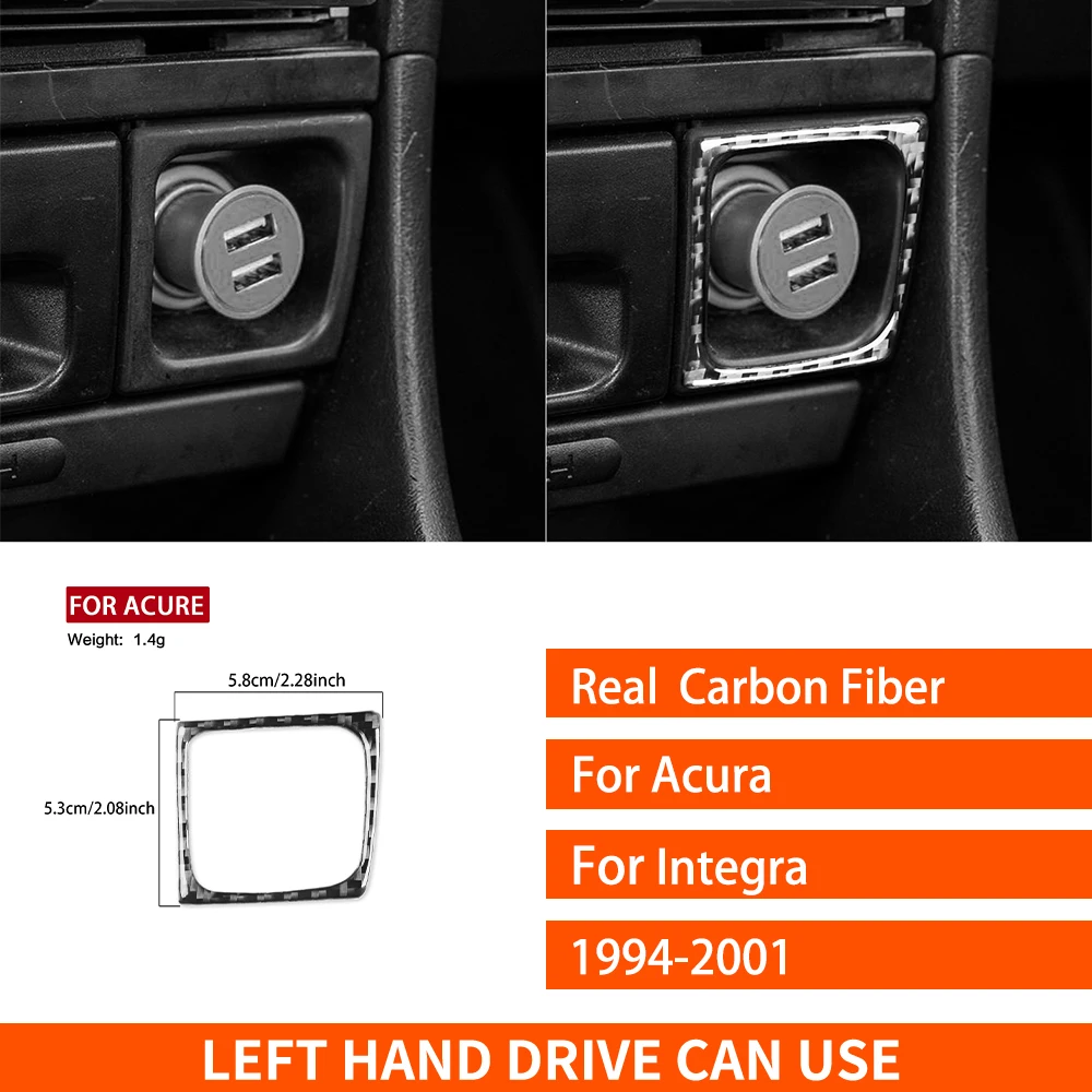 For Acura Integra 1994-2001 Real Carbon Fiber Stickers Central cigarette lighter panel frame Car Accessories Interior decorative