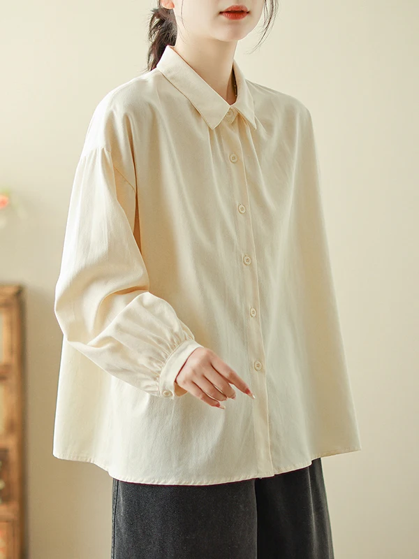 

Casual Long Sve Women's irt plus Size Slimming Vintage Sle Open Cardigan Top Skin-friendly Breathable Autumn Wear