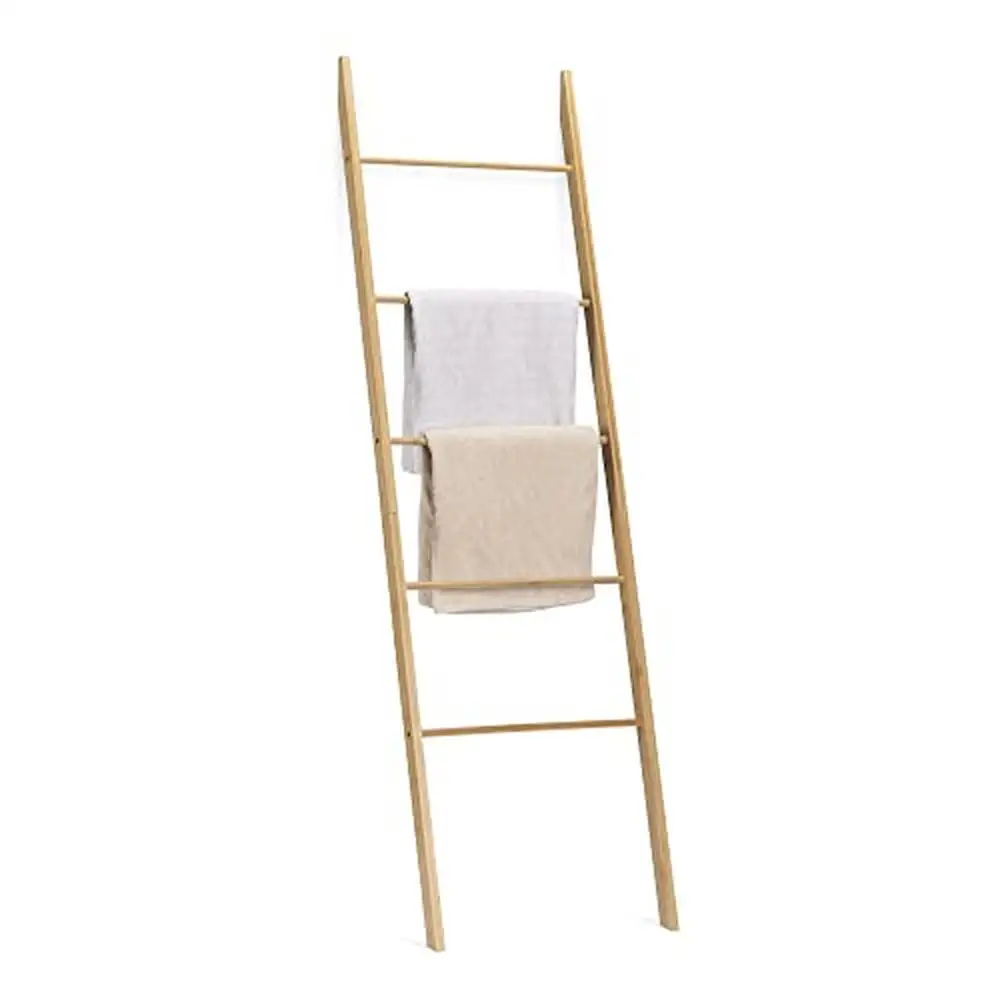 

5-Tier Bamboo Towel Rack Stand Bathroom Bedroom Wall Leaning Wooden Holder Wood Rack Towels Clothes Blankets Stable and Easy