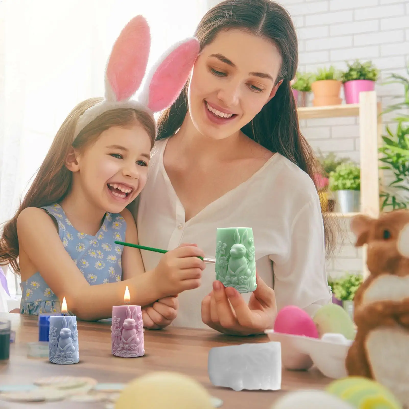 

Bunny Mold 3D Cylinder Cement Decoration Art Mould Epoxy Resin Casting Mold For Holiday Wedding Party Table Room Home Dinner