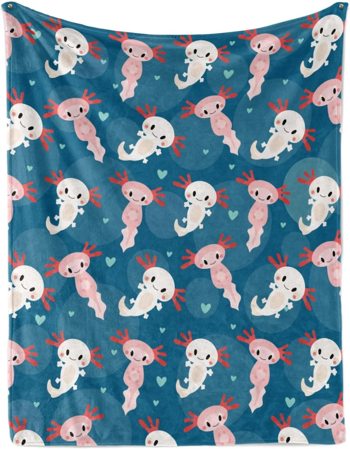 Axolotl Throw Blanket for Kids Girls Boys All Season Cartoon Salamander Blankets for Sofa Couch Bed Decorative