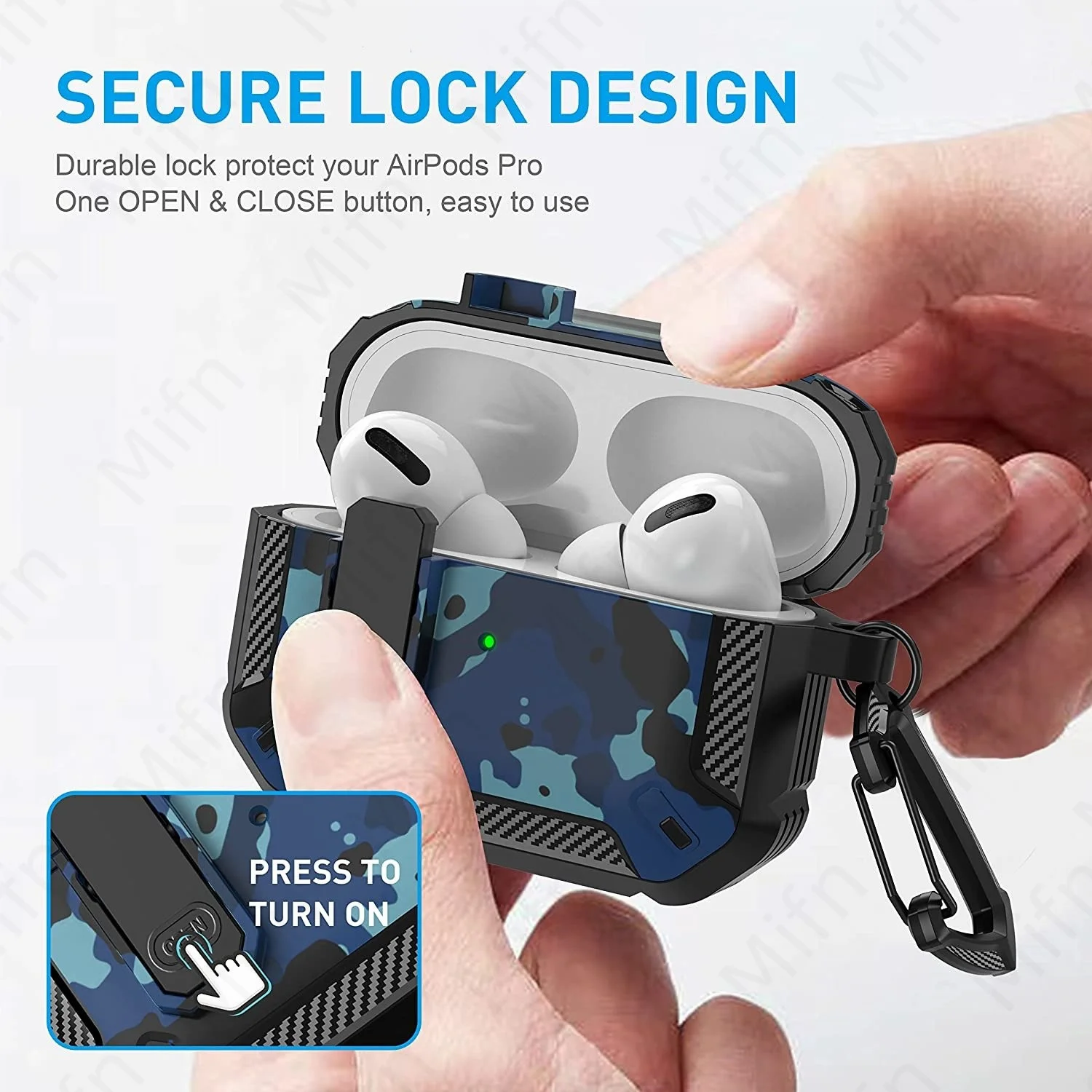 for AirPods Pro 1 2 Case【With lock 】Full Body Military Hard Shell Shockproof Protect with keychain for air pods pro 2 2022 case