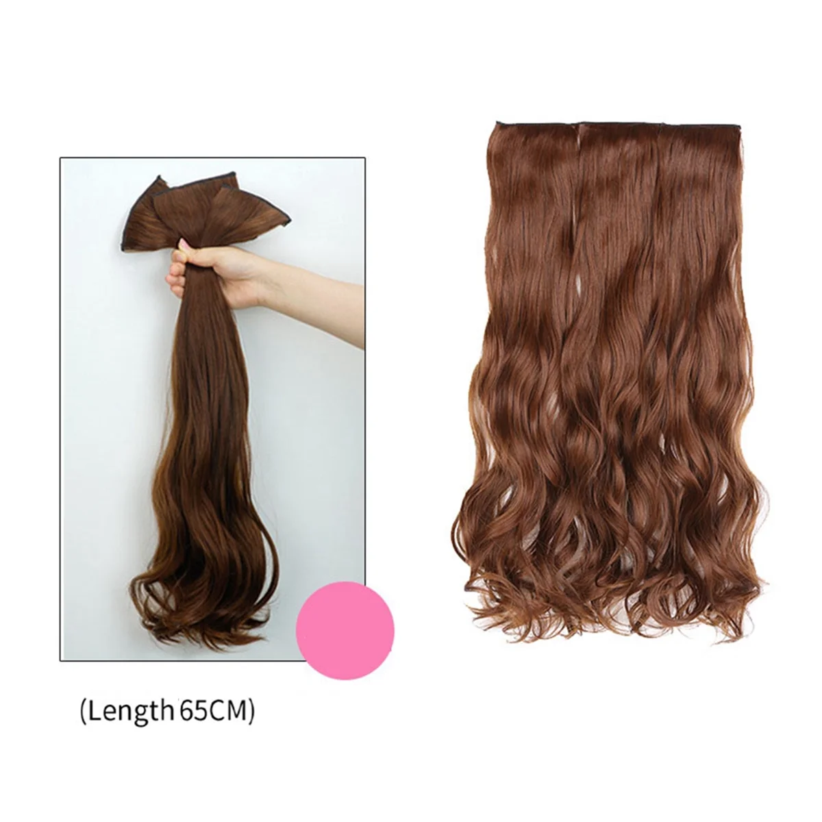 A72Z 65cm Thickened Three-Piece Wig Set Large Wavy Long Curly Wig High Temperature Hair Wire Wig Light Brown Long Wavy Roll A