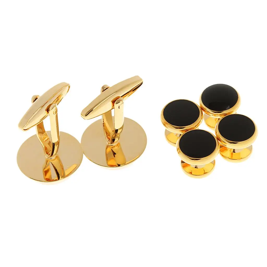 Copper Luxury Oblong Cufflinks Men's Shirt Accessories Set with Buttons Stylish Fashion Jewelry for Daily Business
