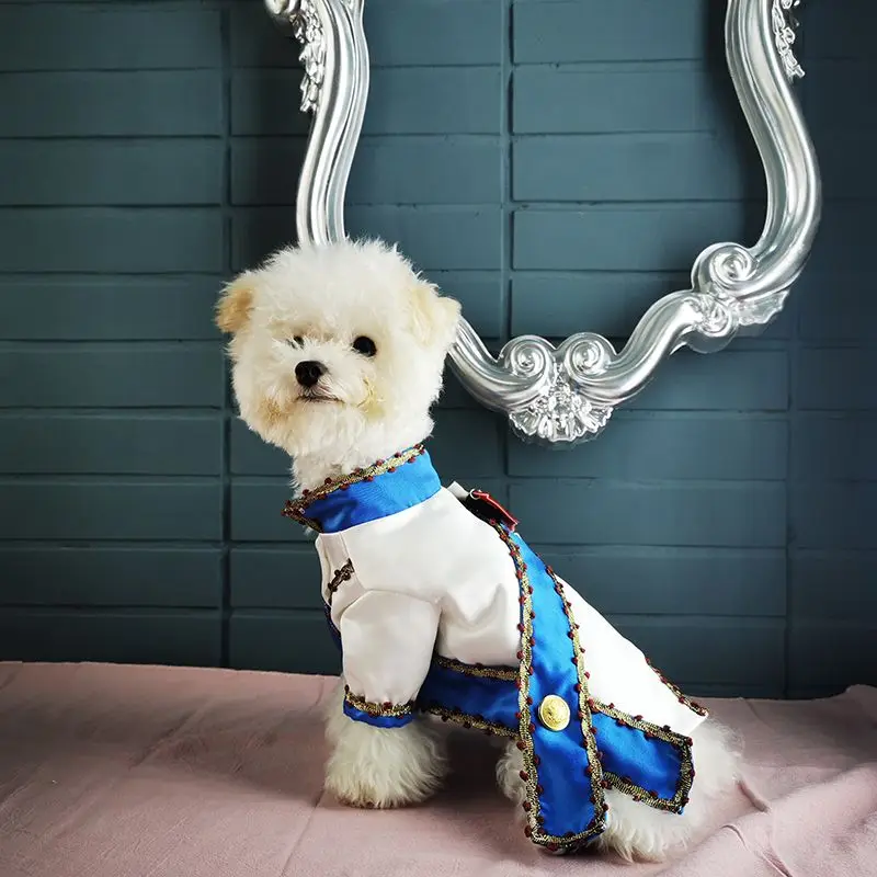 Original Handmade Pet Sailor Uniform Prince Full Dress Men\'s Halloween Teddy Bichon Schnauzer Ragdoll Cat Dog Clothes Customized