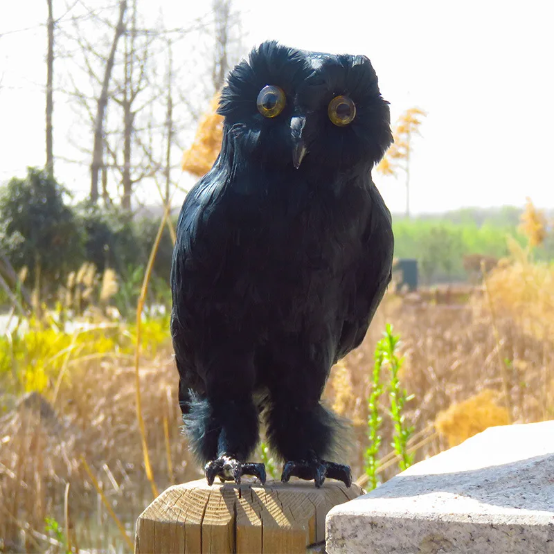 creative real life foam&feather black owl model toy home decoration birthday gift doll about 30cm w2525