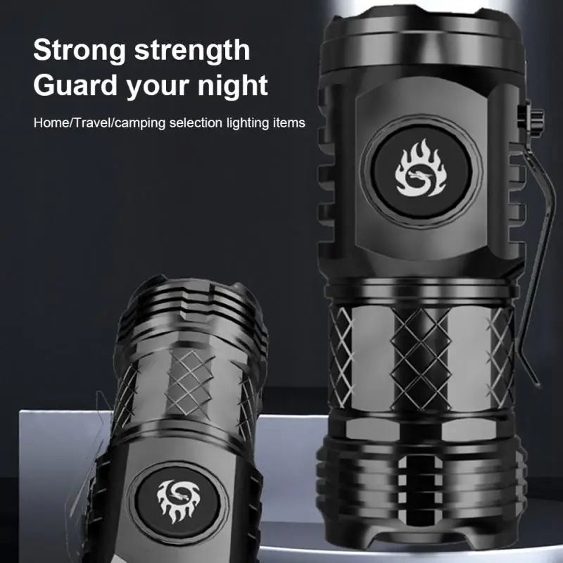 Long Range Flashlight Durable Long-lasting Battery -handed Control Compact Size Clip Design Essential Hiking Clip- Lamp