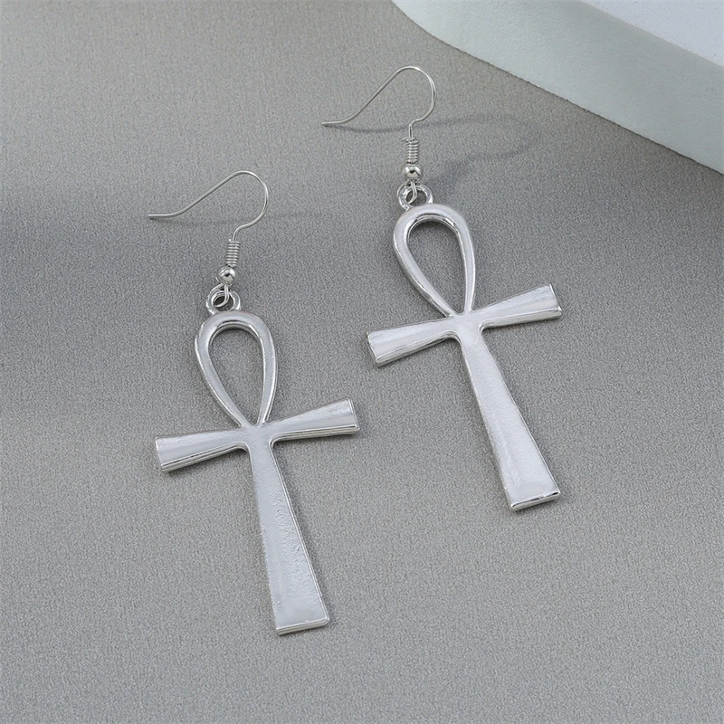Punk Gothic Übertriebene Lange Metall Kreuz Tropfen Ohrringe für Frauen Mädchen Party Urlaub Schmuck Zubehör – Detail 11