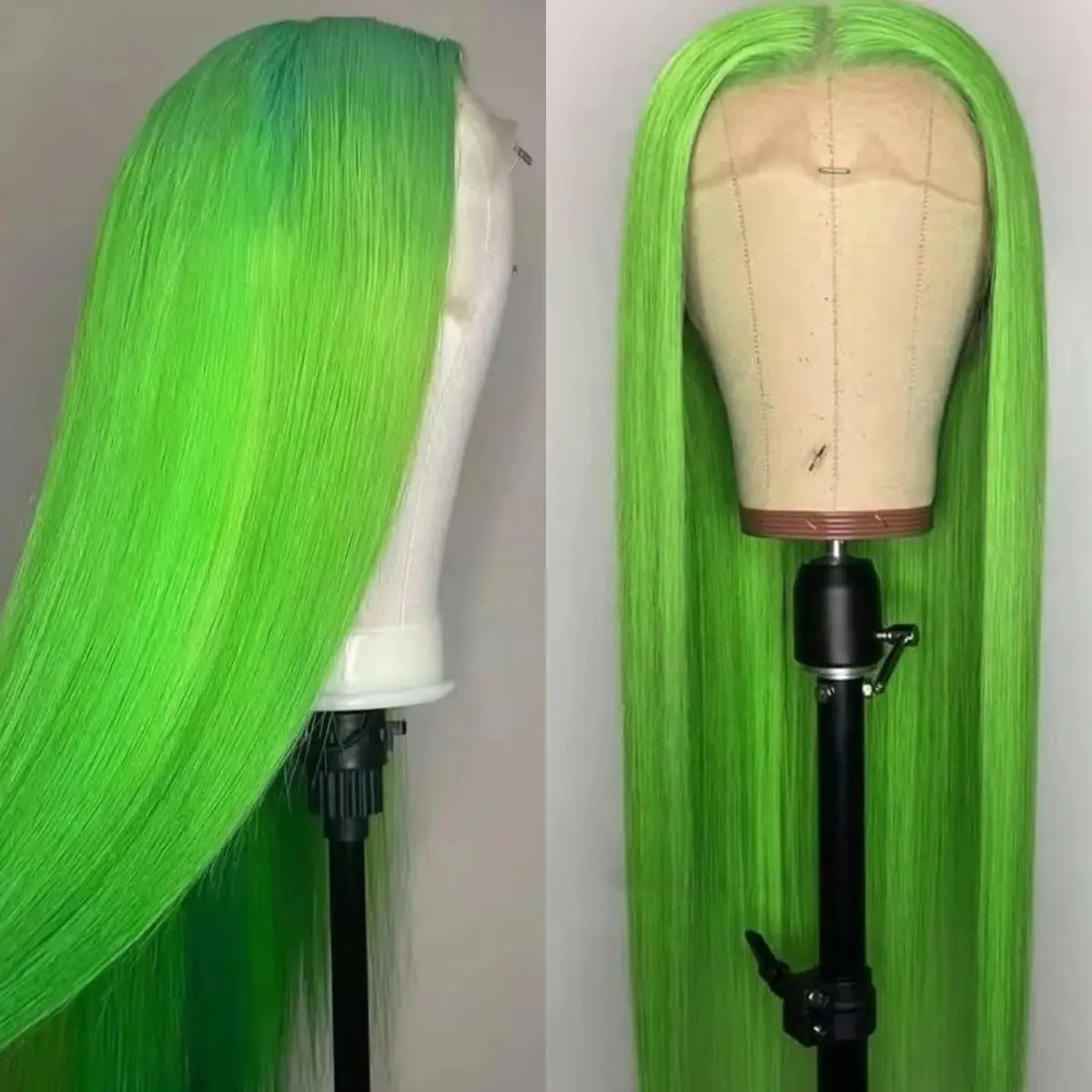 Green 13x4 Synthetic HD Lace Front Wigs Long Silky Straight Prepluck Natural Hairline Lace Wig Cosplay Party Hallowmas Wear