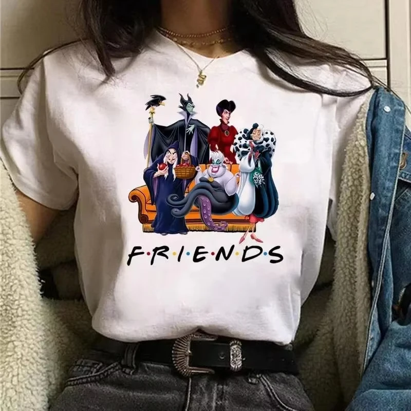 

Disney Villain Princess Print T-shirt Women Fashion Short Sleeve Boys Clothes Family Matching Outfits Kids Clothes Girls