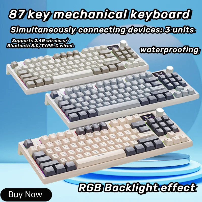 

Attack Shark 87 Key Mechanical Keyboard, Rgb Led, Keyboard With Five-layer Padding&knob, Bluetooth/2.4ghz/usb-c Waterproofing