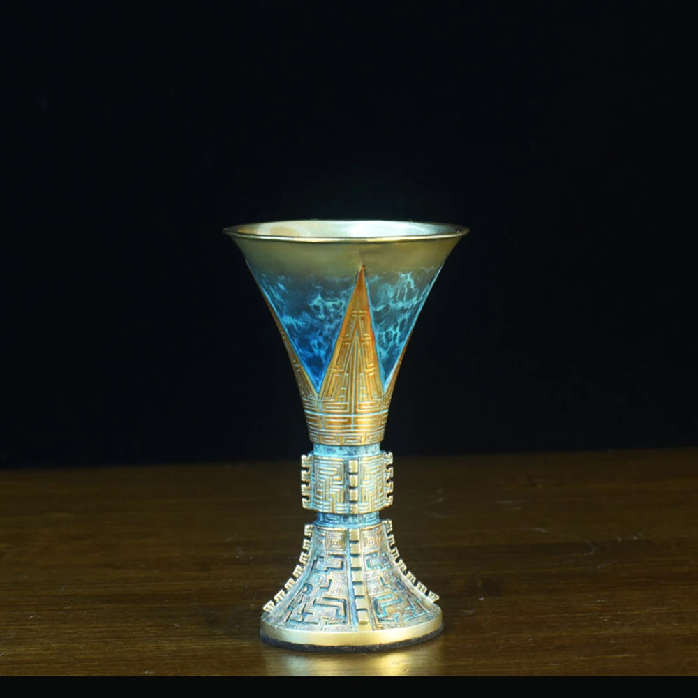 Vintage pure brass goblet, Offering wine cup for the God of Wealth, Immortal Water supply cup, Vintage Home Decor ornament