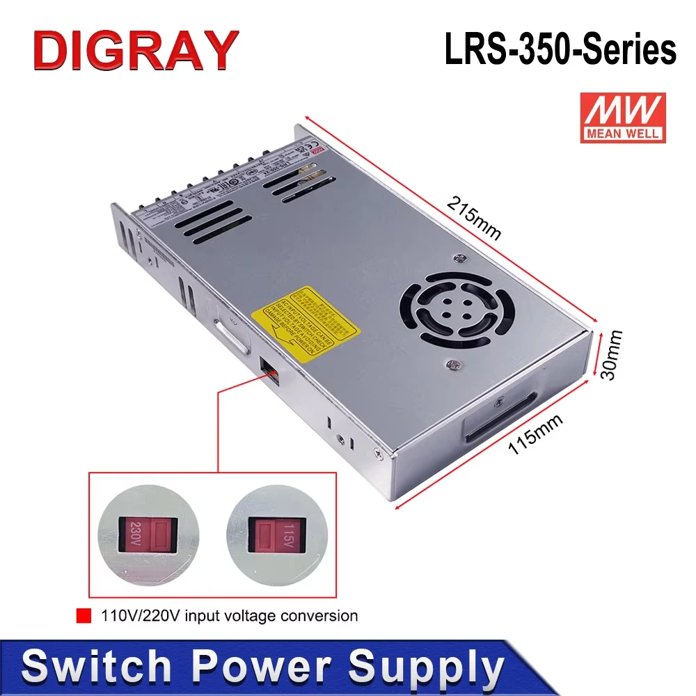 DIGRAY Original MW LRS-350-Series DC Transformer, AC 110V/220V to DC 5V 12V 15V 24V 36V 48V Switching Power Supply