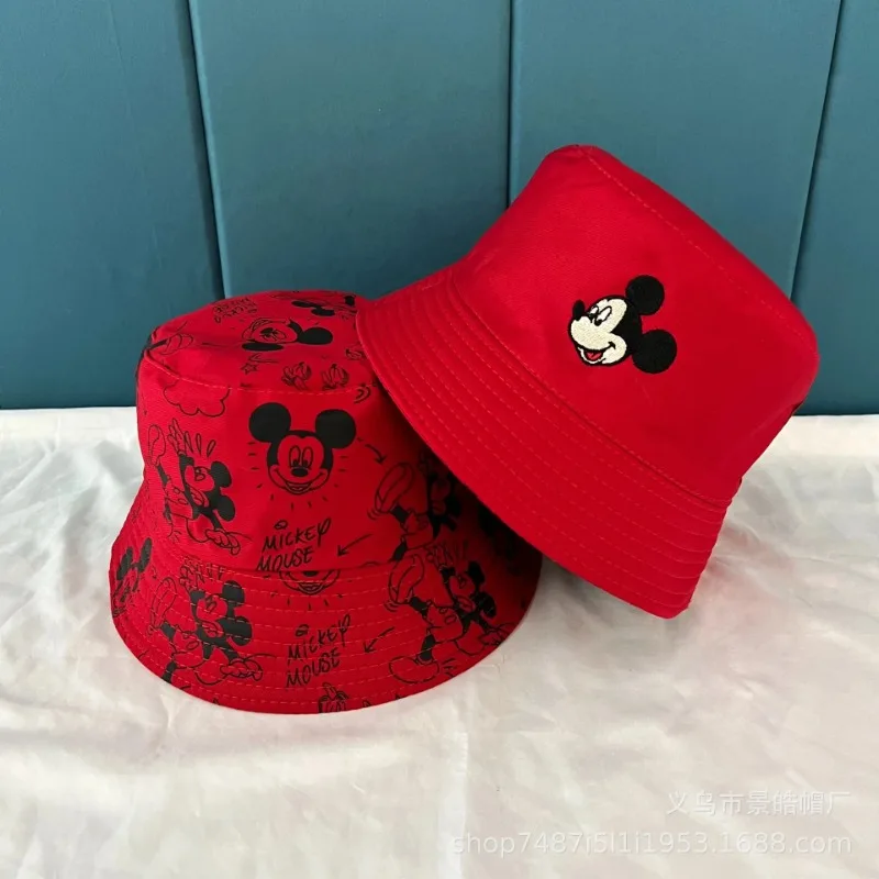 Disney Mickey 2024 New Fashion Hat Cartoon Cute Female Fisherman Hat Luxury Brand Outdoor Leisure Sun Protection Sun Hat