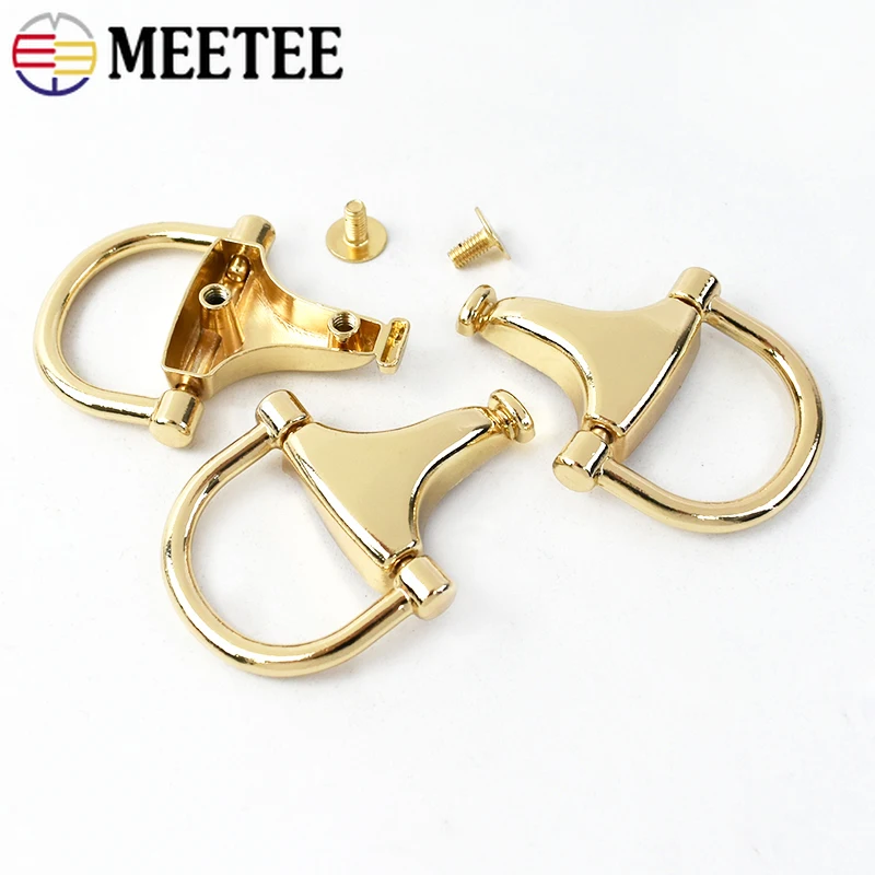 Meetee 2/4pcs Bag Side Clip Ring Buckle Metal Hanging Pendant Clasp Screw Handle Chain Hook Buckles DIY Hardware Accessories