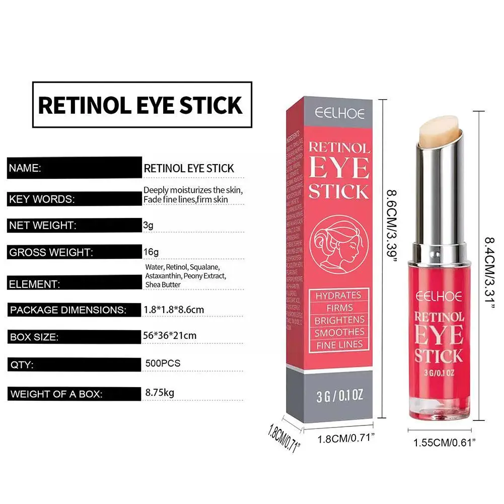 3g Retinol Eye Cream Lighten Dark Circles Puffiness Firm Skin Instant Eye Repair Serum Stick For Female Women Skin Care F3E8