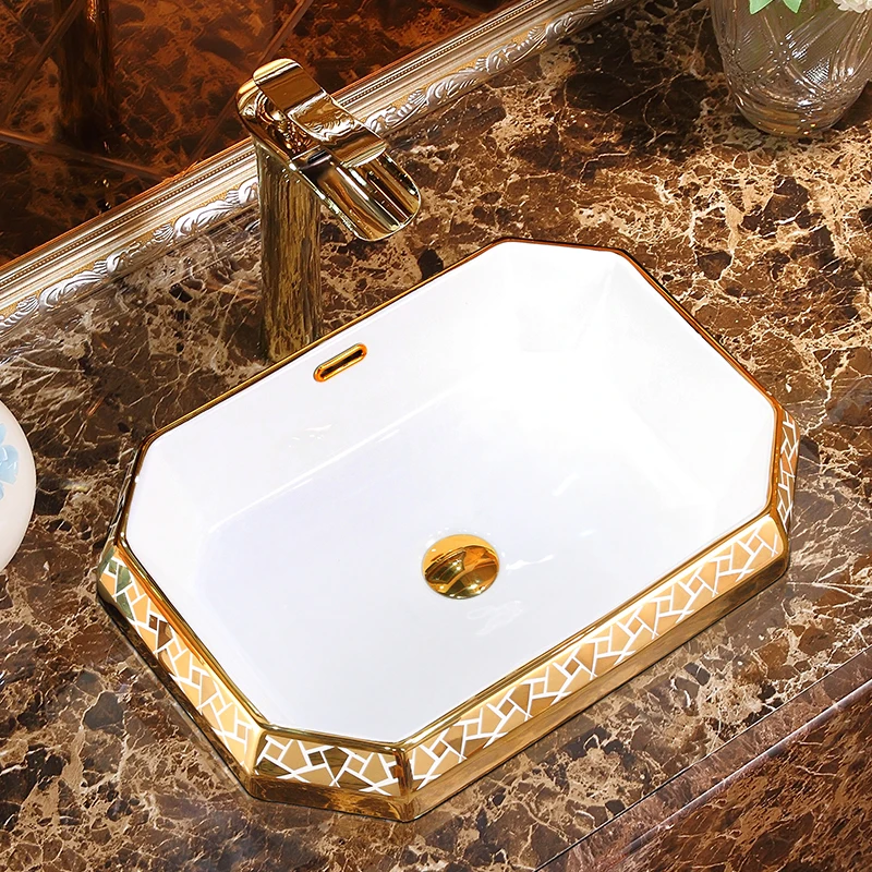 

Taichung basin, semi embedded washbasin, bathroom basin, washbasin, upper basin, ceramic square art basin, cabinet basin