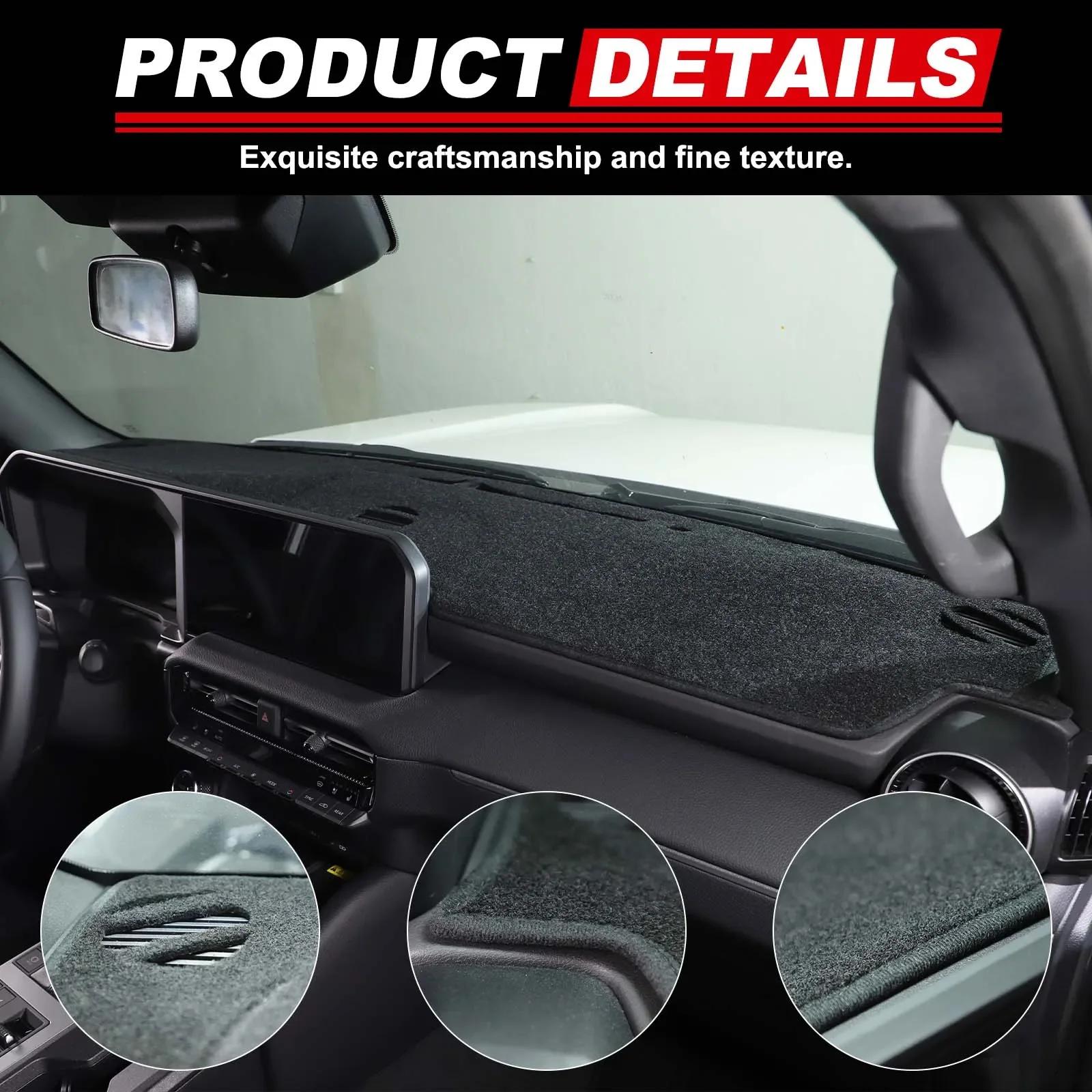 

For Toyota Land Cruiser Prado LC250 2024+ Black Polyester Car Dashboard Sun Protection Mat Dashboard Mat (without HUD Version)