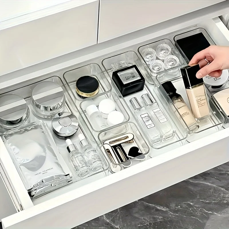 6S+3M Transparent Acrylic Drawer Desktop Organizer,Built-in Compartments for Makeup Storage,Stationery Organizer,Home Desktop