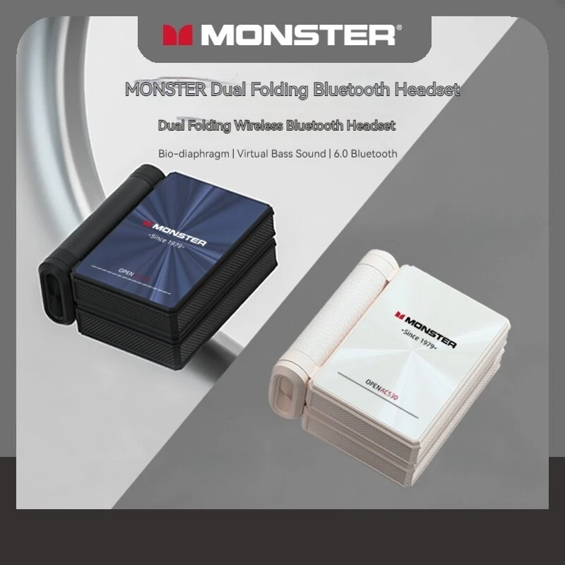 MONSTER AC530 Open Bi-folding Earphones IPX5 Waterproof Bone Bluetooth 6.0 Conduction for Sports and Running Enthusiasts
