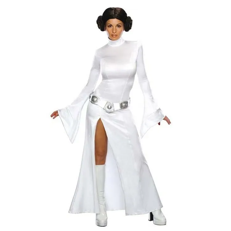 

Princess Leia Cosplay Costume White Gown Performance Suit Halloween Outfit Ladies' Traditional Clothing Stage Costume
