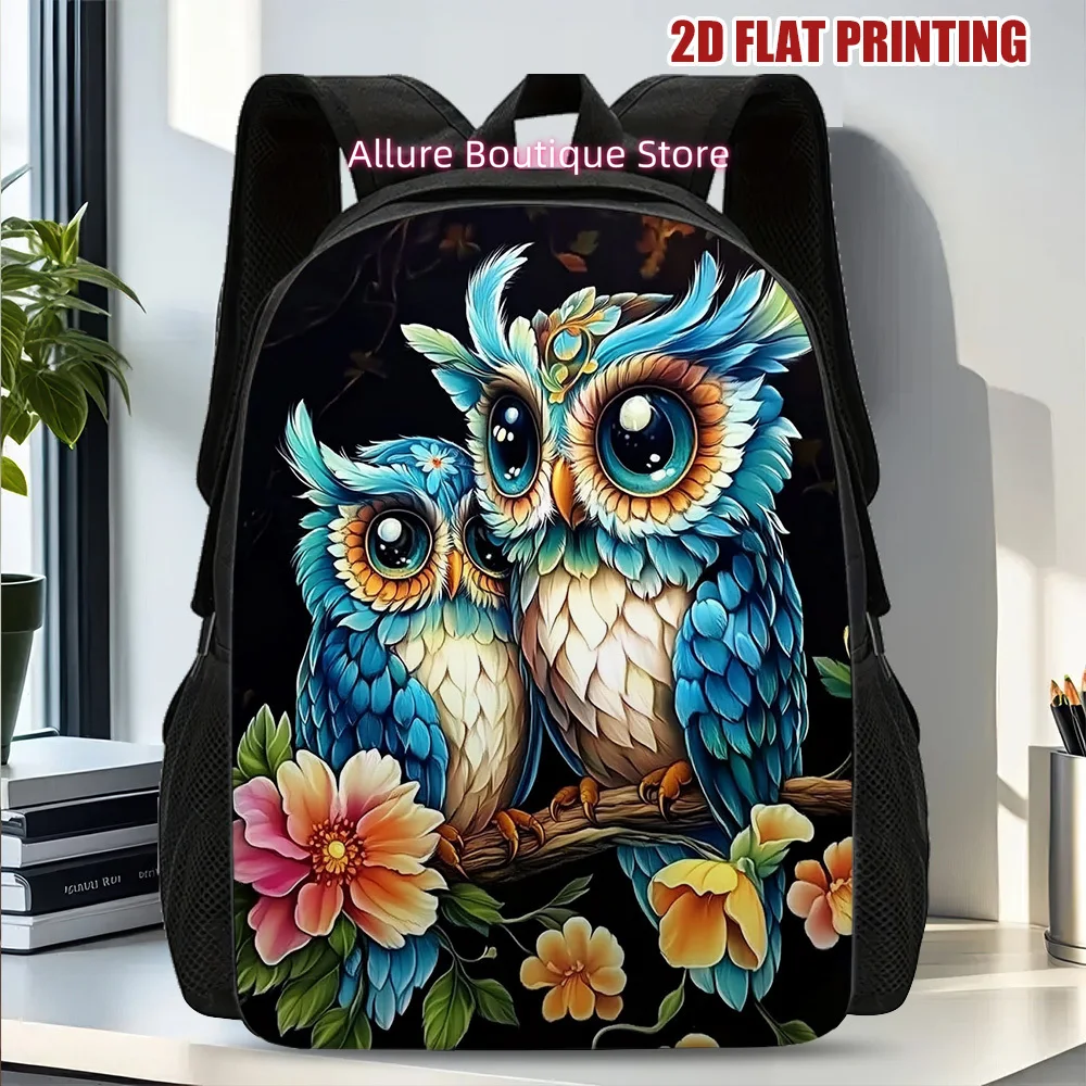 1pc Colorful Owl with Flowers Backpack, Modern and Spacious, Perfect for Busy Days at Work or School, for Teenager
