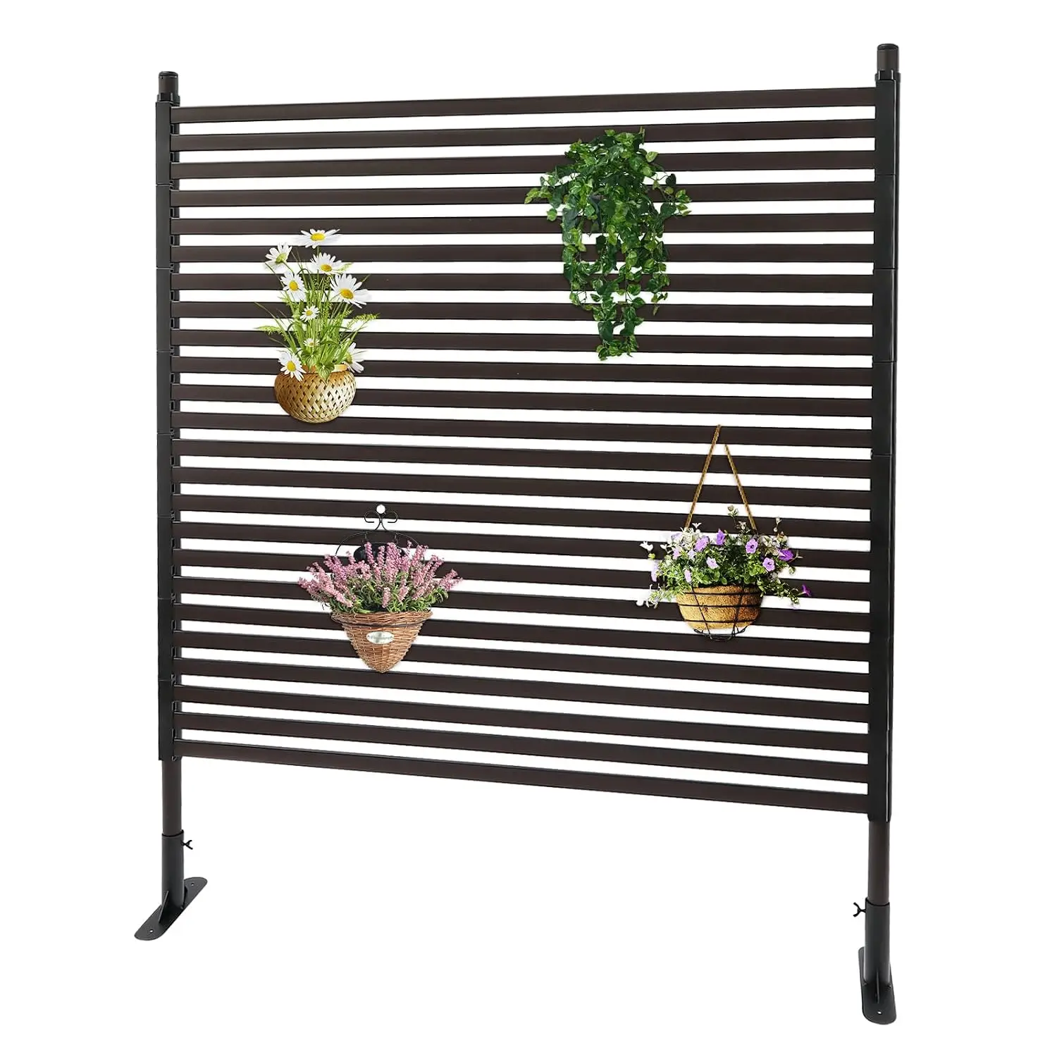 Outdoor Metal Privacy Screen Panel with Freestanding Feet for Garden Patio Backyard Balcony, 4FT x 5FT, Customized