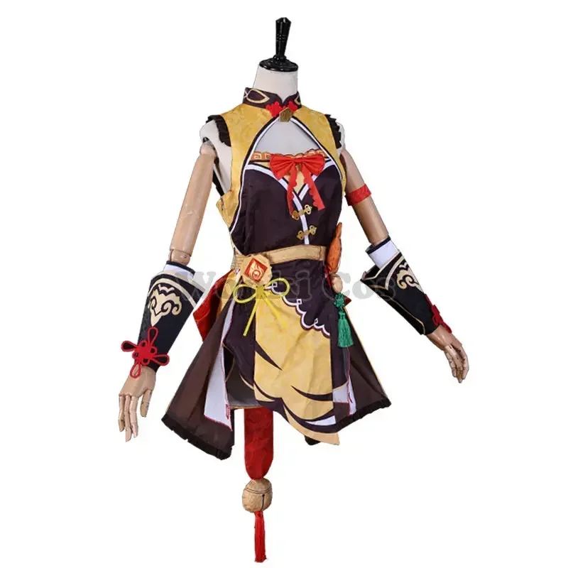 Xiangling Game Cosplay Traje para Mulheres, Conjunto completo, Roupas, Peruca, Impacto, Xiang