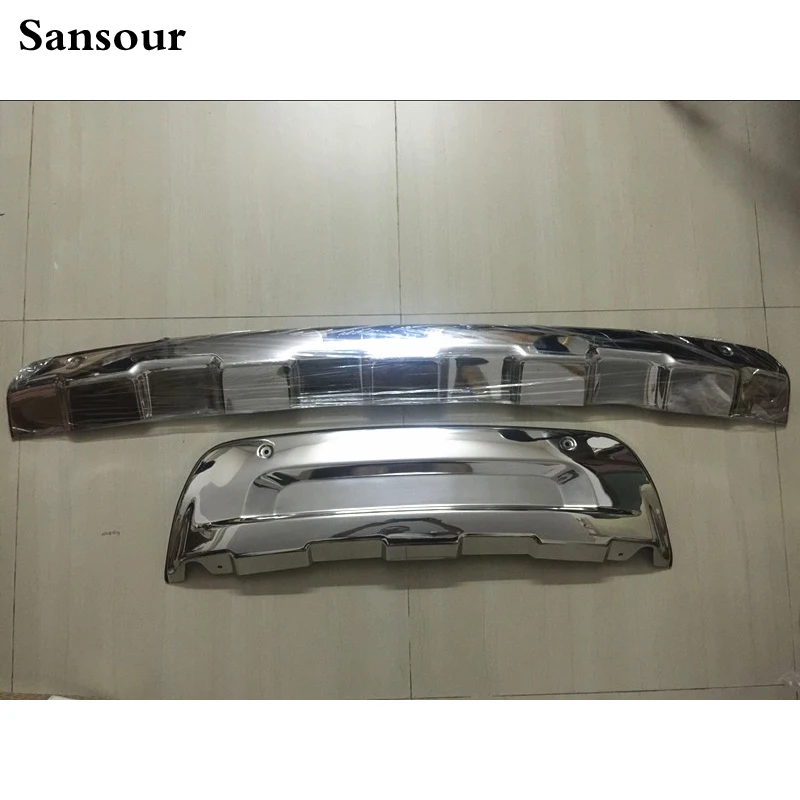 

Sansour 2pcs For Ford Explorer 2011 2012 2013 2014 2015 Front and Rear bumper Skid protector Guard plate trim