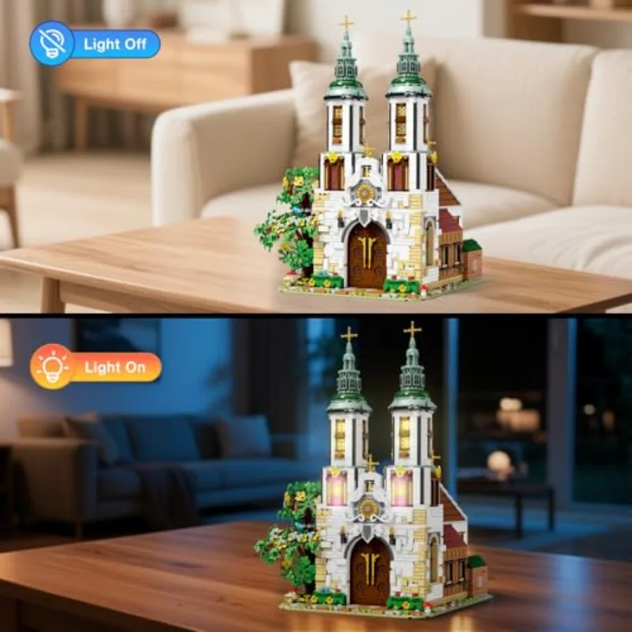 St.Andrew's Church Architecture Bausatz mit LED-LeuchtenMOC Street Modular Collectible Display Kit Construction Building Mo