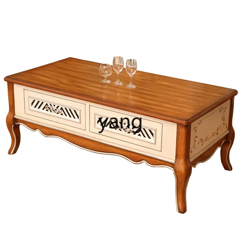 CX retro painted pastoral furniture Mediterranean living room storage coffee table coffee table