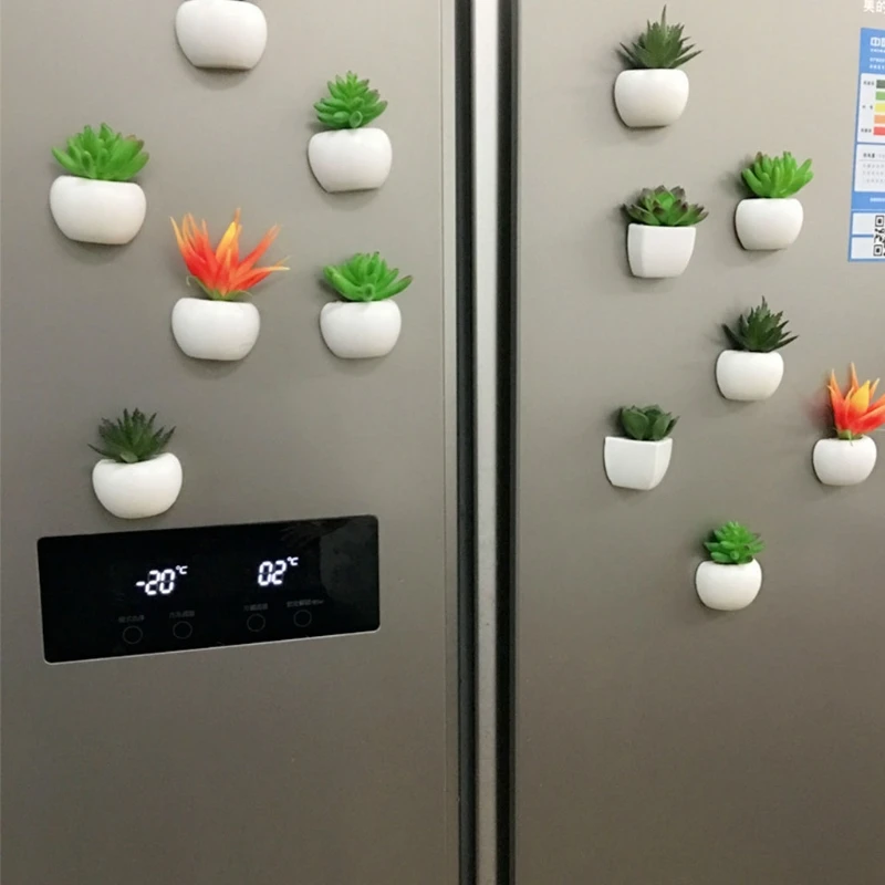 Simulation Plant Refrigerator Sticker Mini Bonsai Succulent Magnet Label for Home Kitchen Fridge Plants Decal Drop Shipping