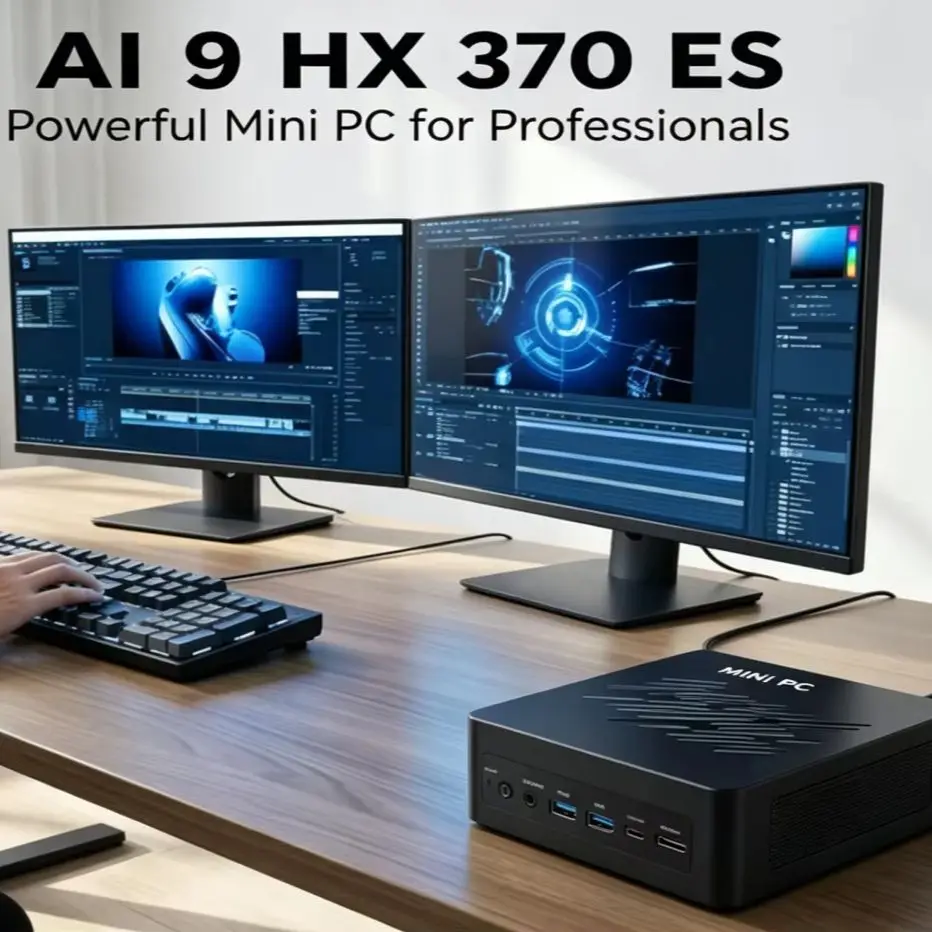 

AI Mini PC with AMD Ryzen AI 9 HX 370 ES AI 7 H 350 ES Radeon 880M Mini Gaming PC Windows 11 Pro/8K Display HDMI 2.1/USB4/DP2.1