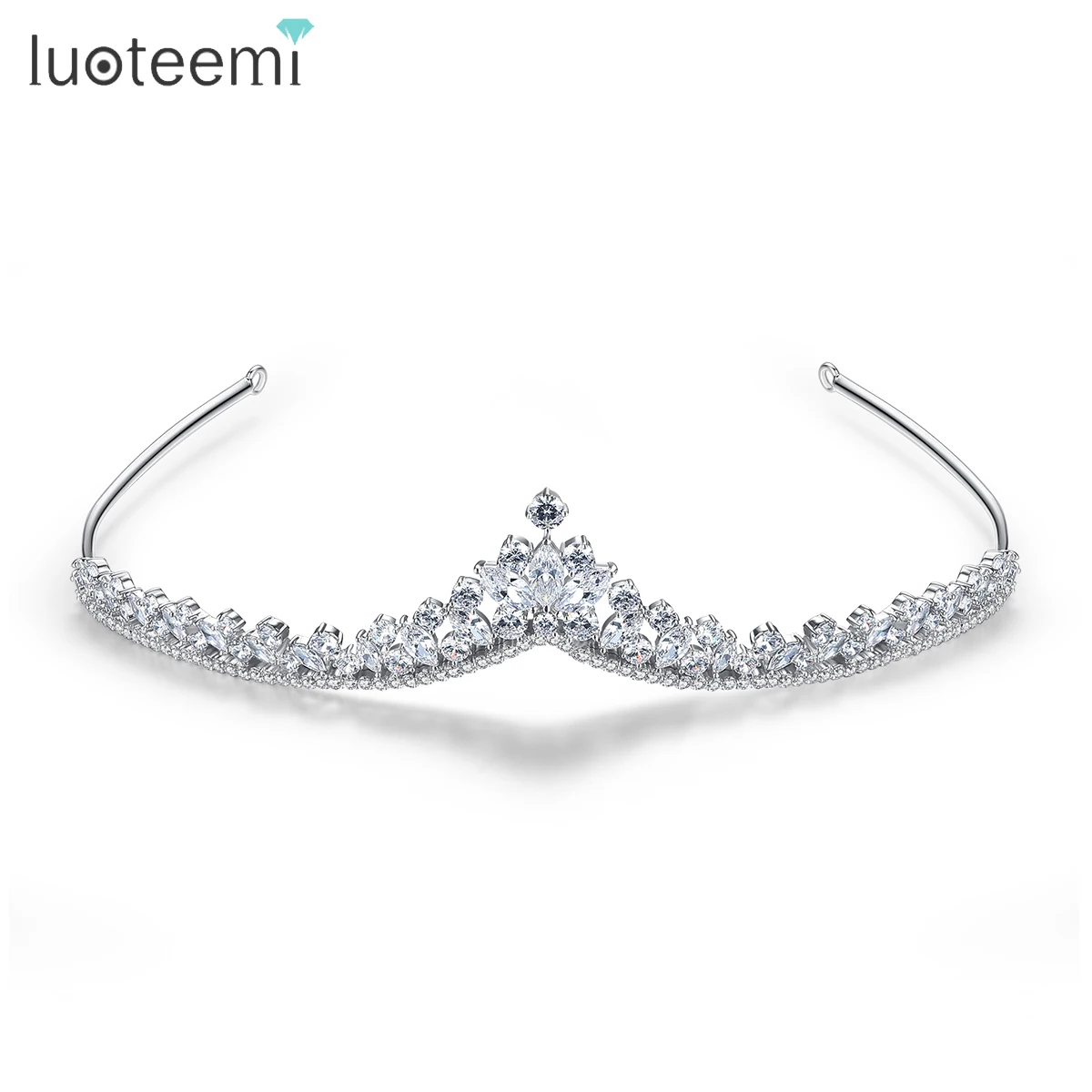 

LUOTEEMI Luxury Wedding Bridal Crystal CZ Tiara Crowns Princess Queen Pageant Clear CZ Jewelry Headband Bridal Hair Accessories