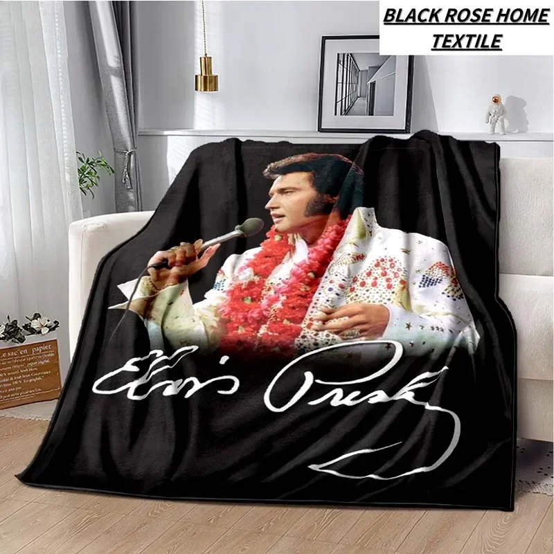 Fashion Art Retro 3D HD Print E-Elvis-Presley Blanket Family Bedroom Plush Sleeping Blanket Outdoor Office Noon Break Bed Sheet