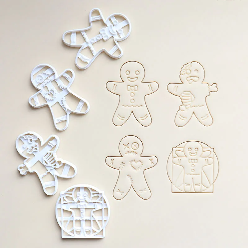 

Halloween Gingerbread Man Skull Cookie Cutter Christmas 3D Plastic Skeleton Biscuit Mold Fondant Pastry Cartoon Cake Decoration