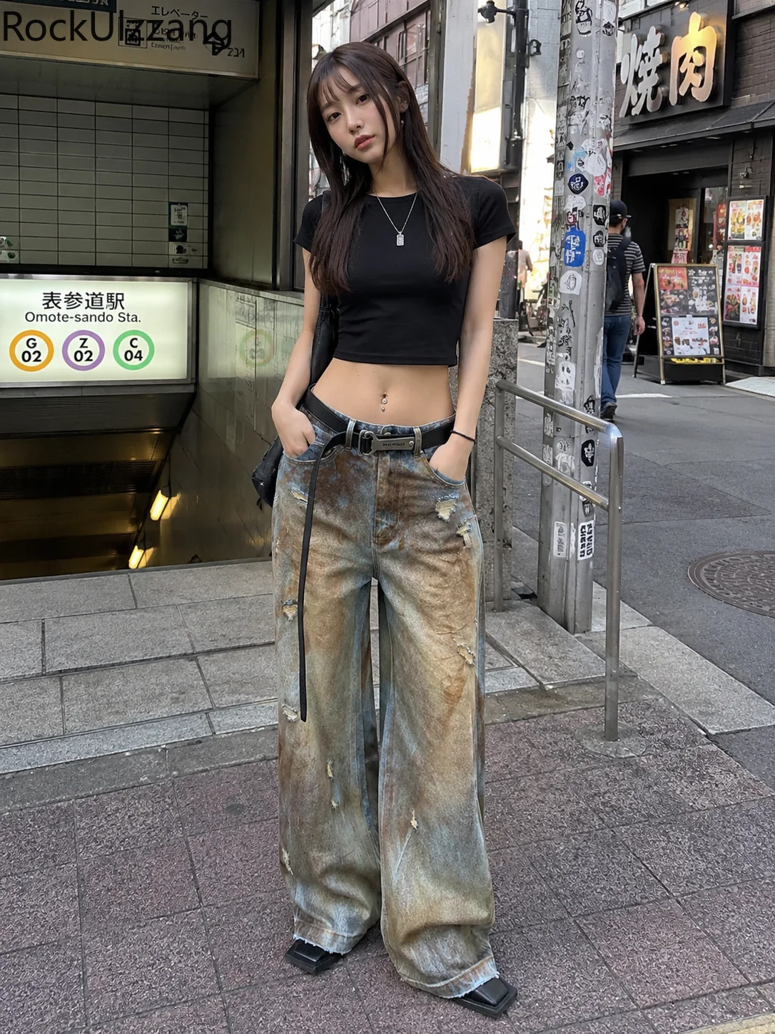

Vintage Washed Baggy Jeans Women Y2K Harajuku Streetwear Loose Wide Leg Denim Pants High Waist Retro Distressed Jeans Outfit y2k