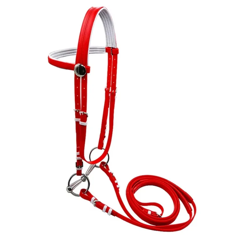 

Equestrian products High quality fancy red PVC bridle and re rope, horse head type Pvc bridle