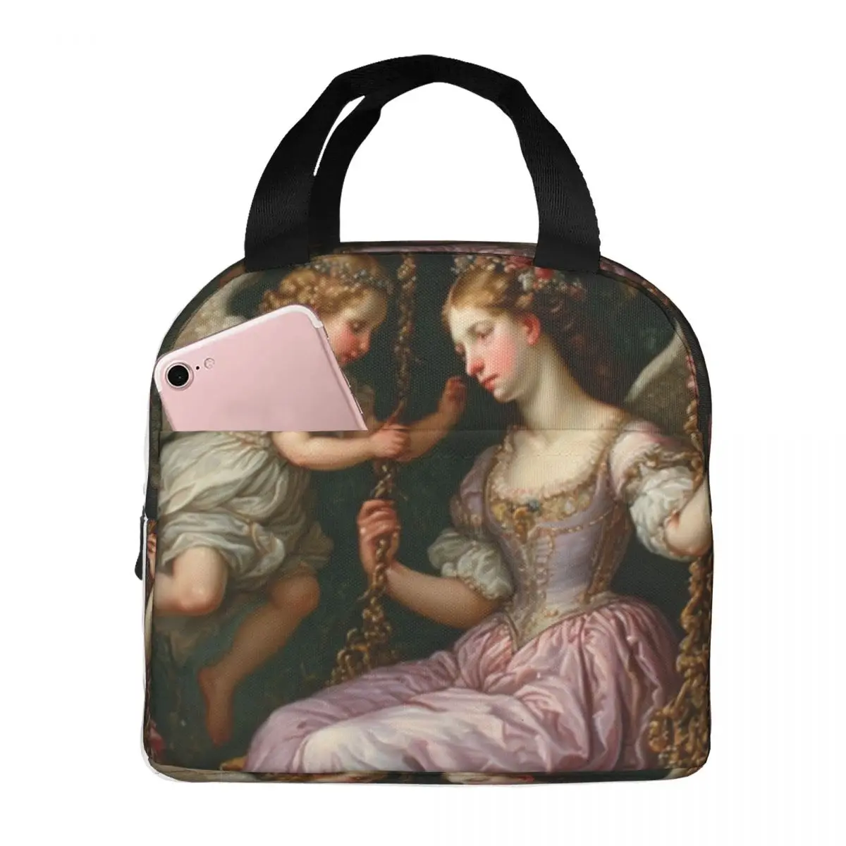 Victorian Angel And Flowers Resuable Lunch Box for Women Multifunction Cooler Thermal Food Insulated Lunch Bag For School Office